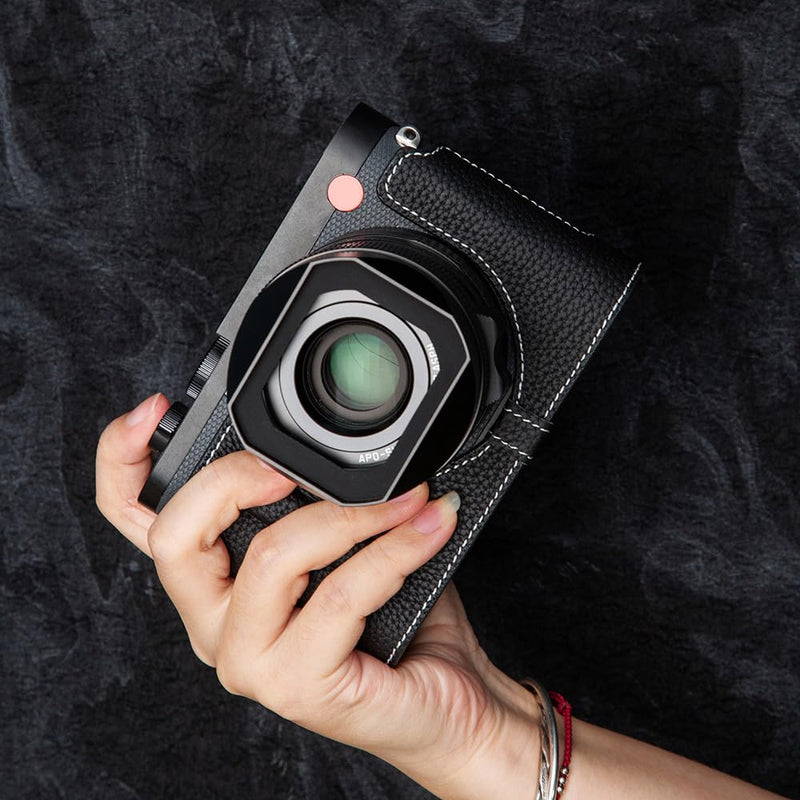 Q3 Vintage Genuine Leather Camera Case Handcrafted Half-Wrap Camera Protector Cover Bag For Leica Q3 (Black) Black