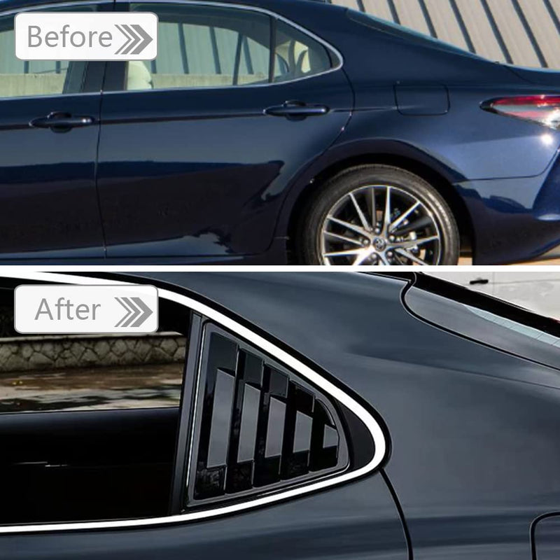 for Toyota Camry 2018 2019 2020 2021 2022 2023 2024 Rear Side Window Louver Decorate Cover Rear Air Vent Window Louvers Blinds Covers Auto Accessories (Matte Black) Hoarse black