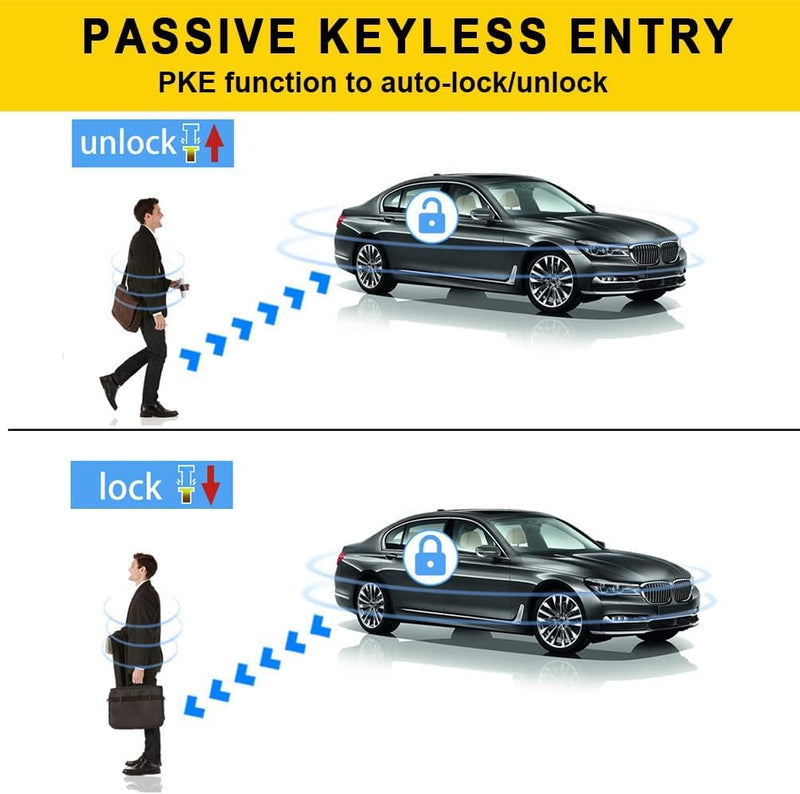 BANVIE ① Passive keyless Entry Car Alarm System + ② Remote Engine Starter + ③ Push to Start Iginition Button (Support to Connect Original Siren) without siren