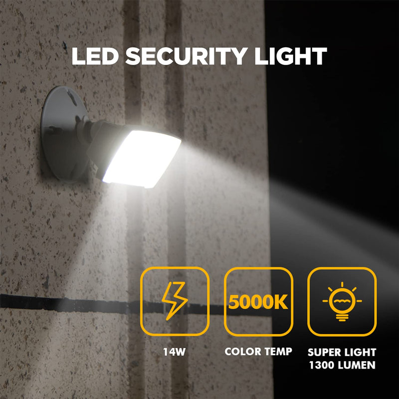 LUTEC 2 Packs 14W LED Flood Light Outdoor, 1300LM 5000K Single-Head Floodlight, Waterproof Exterior Security Fixture Wall Light for House Patio Garden Yard White