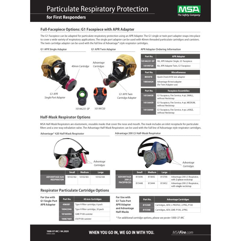 MSA Advantage 420 Series Half-Mask Respirator - MSA Advantage Cartridge Compatible Large Without Comfo Adapter