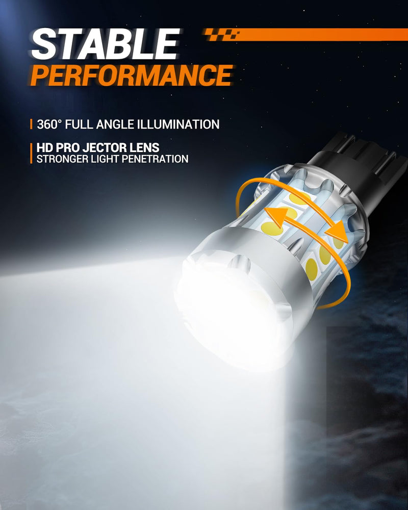 SEALIGHT 912 921 LED Bulbs for Backup Reverse Light, T15 906 904 916 W16W Light Bulbs with Projector Replacement Trunk Cargo 3rd Brake Stop Lights, 600% Brighter Xenon White Non-polarity Pack of 2 921/912 921-White