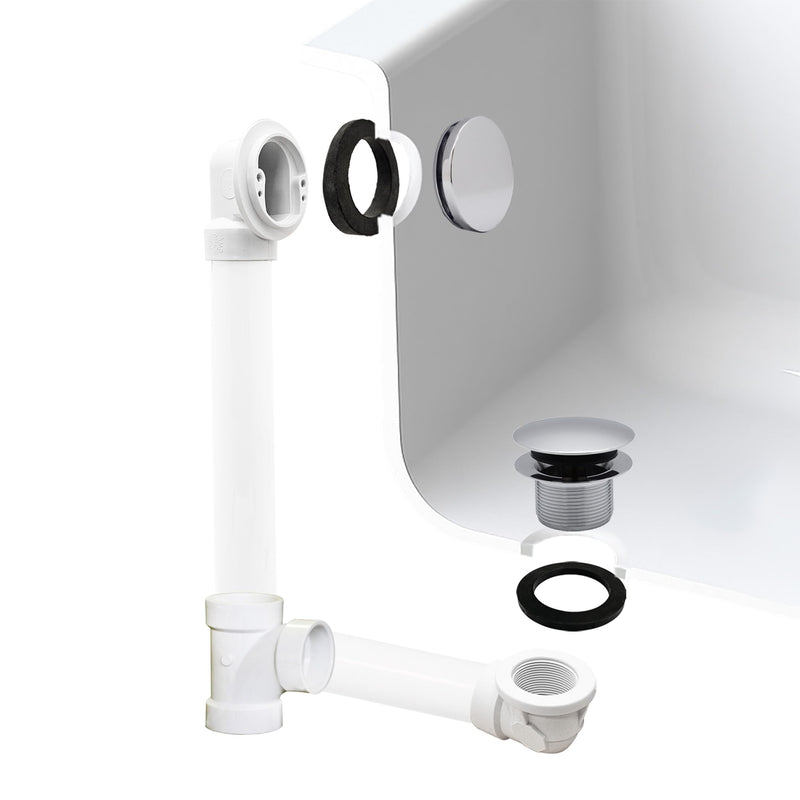 Westbrass Illusionary Overflow Sch. 40 PVC Plumbers Pack with Tip-Toe Bath Drain, Polished Chrome, D593PHRK-26