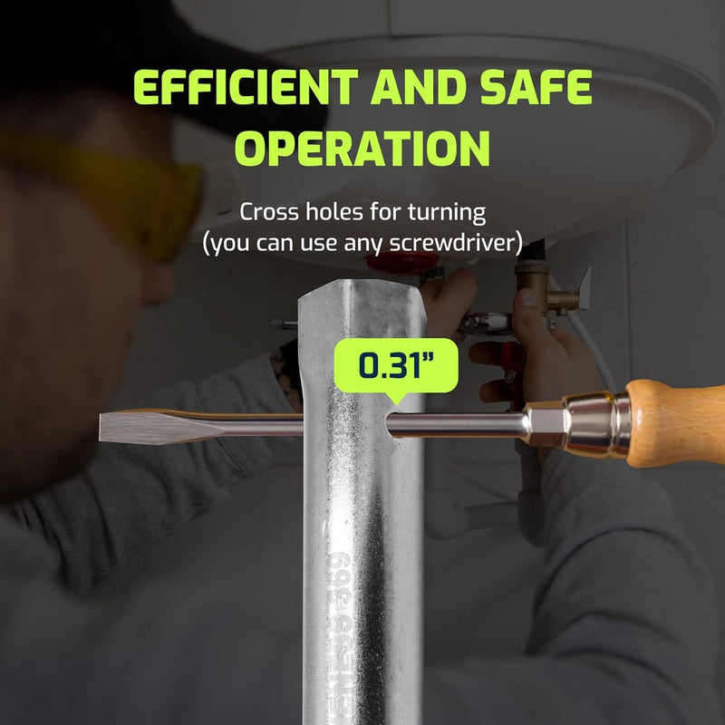 Rv Water Heater Anode Rod & Element Socket Wrench - 10" Dual Hex Extra Torque Removing the Most Stubborn Anode & water heater element - 1-1/16 in x 1-1/2 in x 10 in