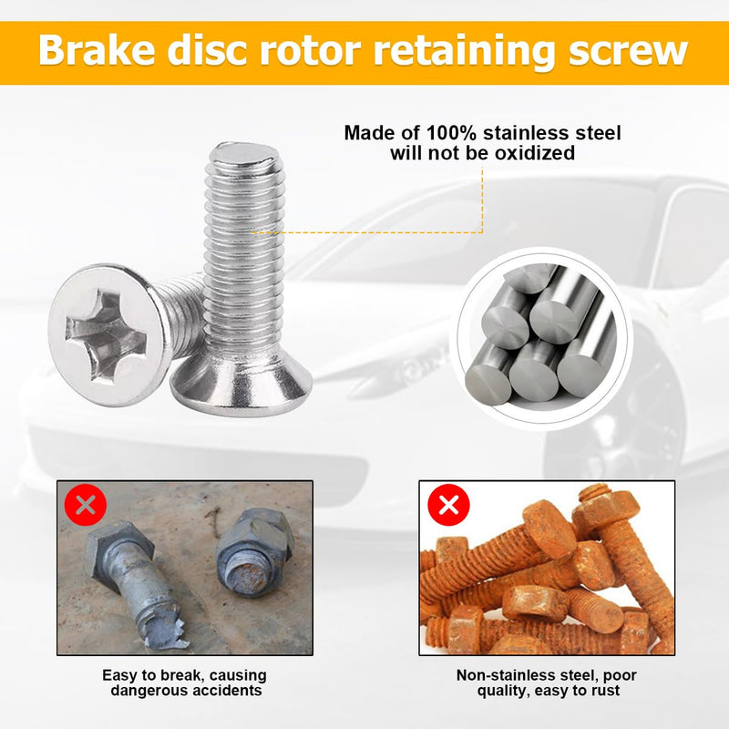 16pcs Car Brake Disc Rotor Screws, 93600-06014-0H, Stainless Steel Retaining Screws for Front and Rear Rotor, Auto Replacement Hardware Bolts Screw Kit, Automotive Accessories