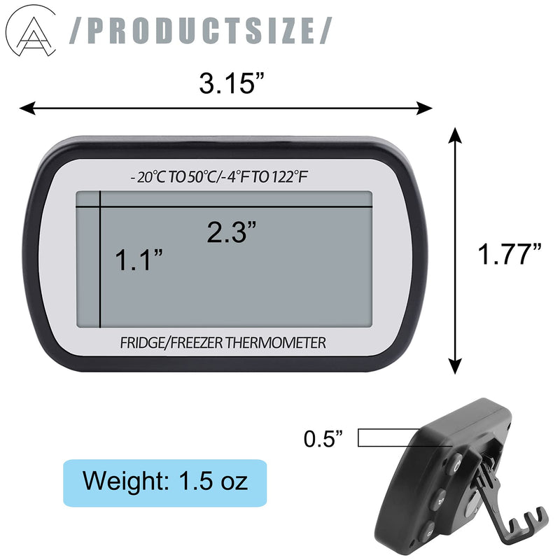 AEVETE Refrigerator Thermometer Digital Fridge Freezer Thermometer with Magnetic Back Large LCD, No Frills Easy to Read (Black-6 Pack) Black 6 pack