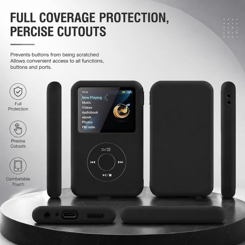 for Innioasis Y1 Case, Silicone Protective Cover with Screen Protector for innioasis y1 MP3 Player -Black black