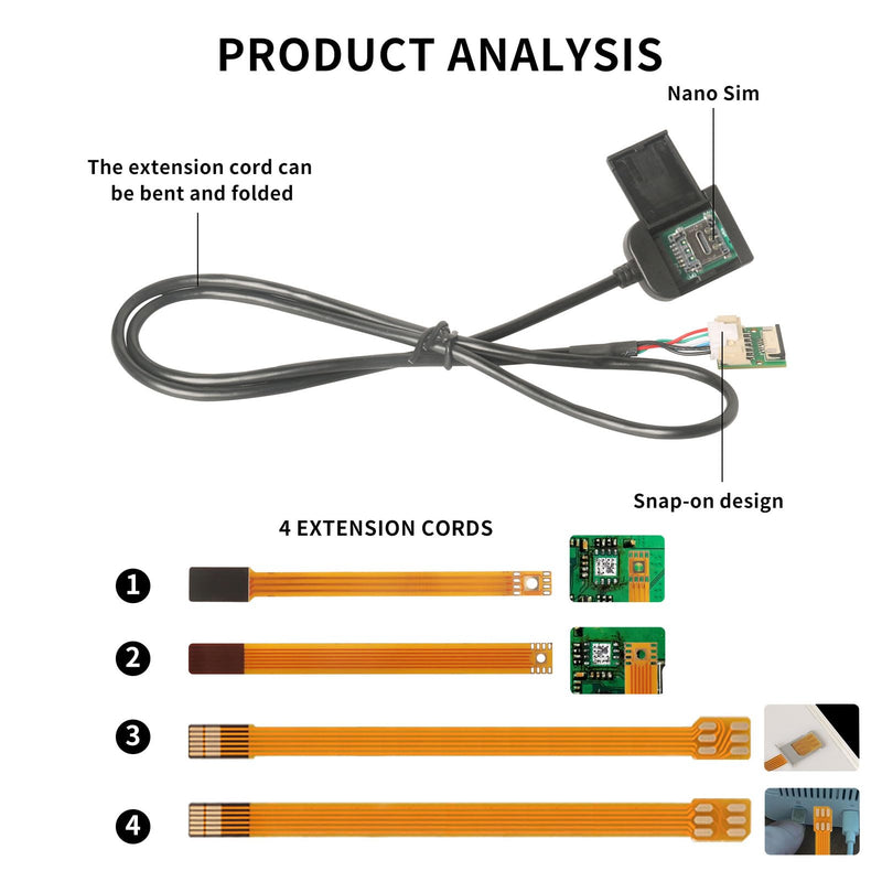 50cm/19.7in eSIM to Nano SIM Card Extension Cable Android Car Multimedia GPS Adapter SIM Card Slot Converter Automotive Accessories Wire Harness Replacement Part