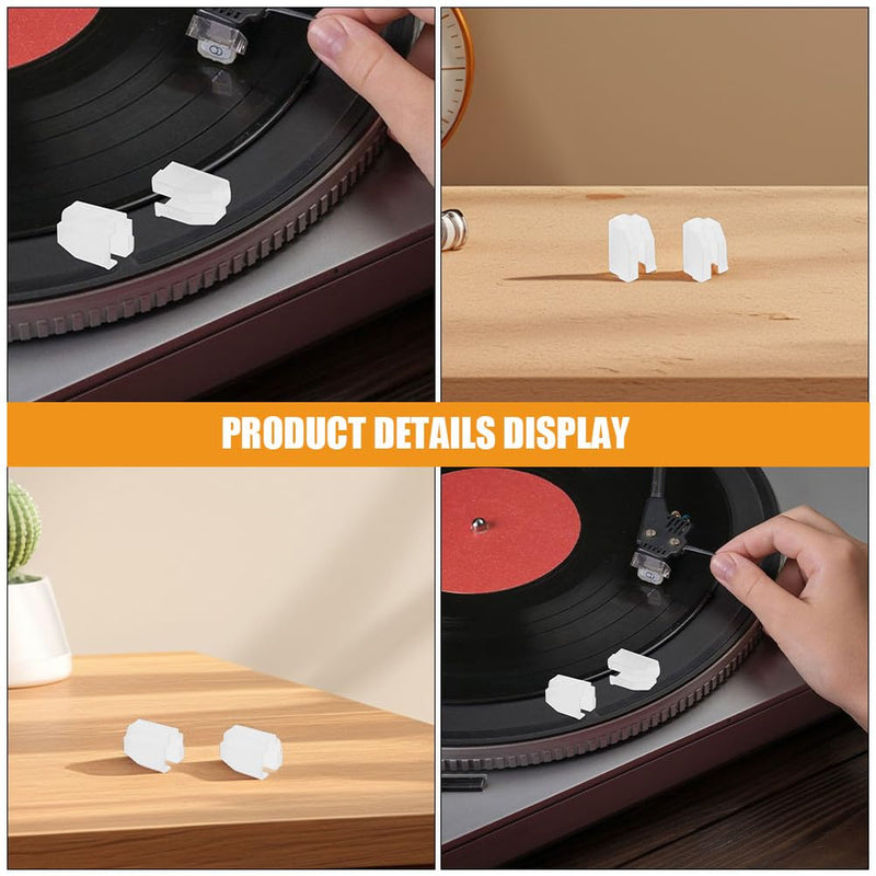 3pcs Record Player Stylus Protector Covers, Reusable Turntable Needle Guards with Red Gem Stylus Compatible for Vinyl Record Players