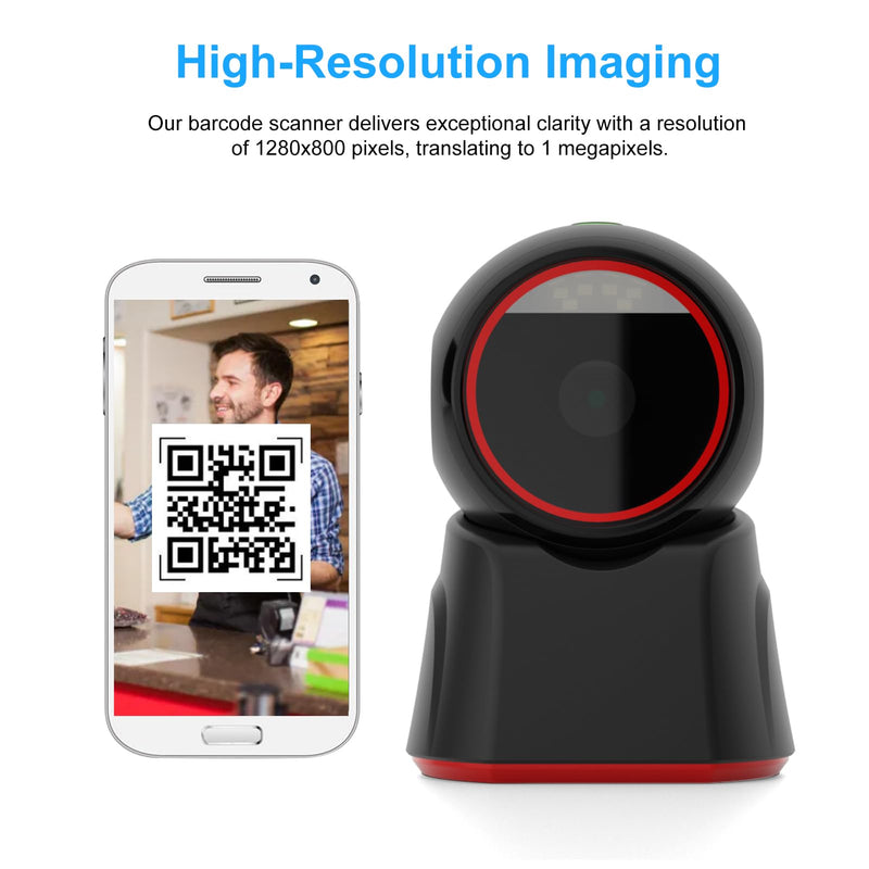 Docooler Desktop Barcode Scanner, Automatic Omnidirectional Desktop Barcode Scanner, Hands-Free USB Wired QR Barcode Reader, 1D 2D Bar Code Image Scanner for Warehouse, Supermarket, Retail Store