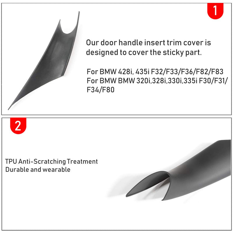 Jaronx 2PCS Door Handle Covers Compatible with BMW 3 Series 4 Series Driver Side &Passenger Side Door Pull Handle Covers (Compatible with BMW 320i,328i,330i,335i F30/F31 and 428i, 435i F32/F36)(Black) Black Left Front+Right Front