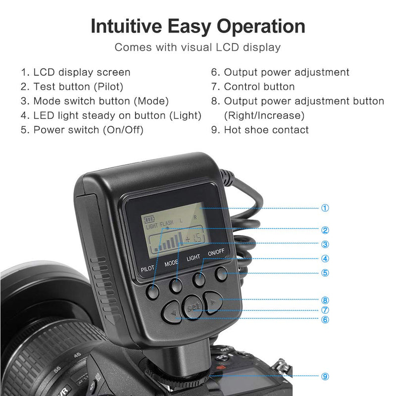 Andoer HD-130 Macro LED Ring Flash Light with LCD Display,Power Control,3 Flash Diffusers and 8 Adapter Rings for Canon Nikon Panasonic and Other DSLR Cameras