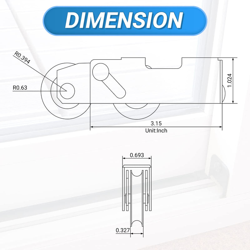 Lounsweer 4 Pieces Sliding Door Rollers Replacement 1-1/4 Inch Patio Door Roller Steel Ball Bearing Tandem Wheels for Sliding Glass Door Screen Door Hardware for Window Gate Closet