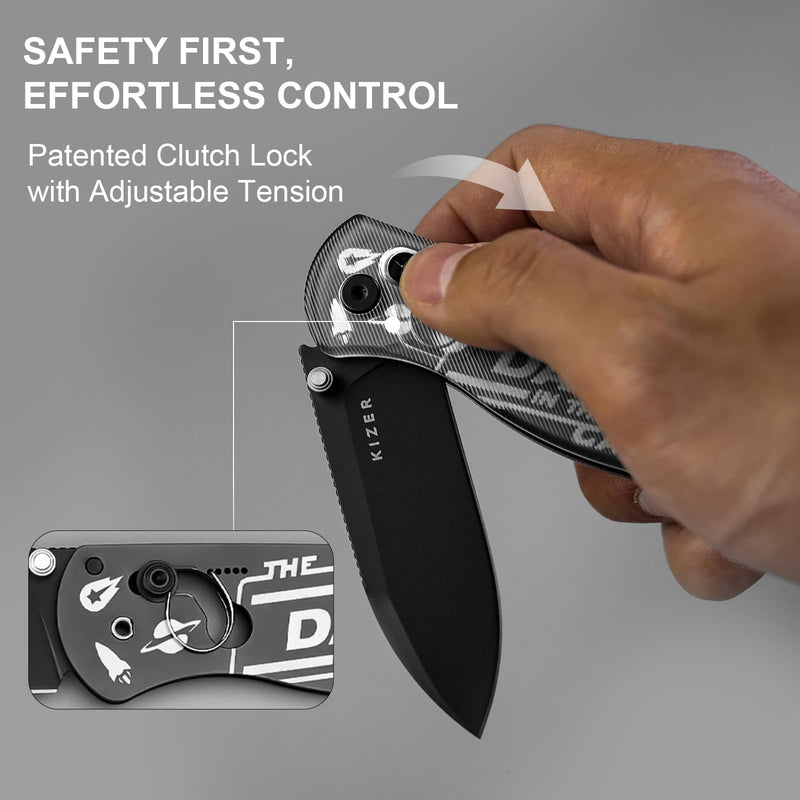 Kizer Drop Bear EDC Pocket Knife, 2.97” Nitro-V Blade Acrylic Handle Folding Knife with Thumb Stud Opener, Clutch Lock EDC Knives for Father Dad Gift V3619A11 Acrylic-11