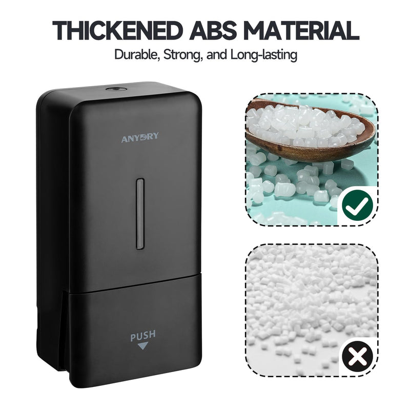 27oz (800 ml) Manual Wall Mounted Soap Dispenser, Ideal for Commercial Bathrooms Restaurants Hotels, Use with Liquid Hand Soap Shampoo, ABS Black Elegant Black
