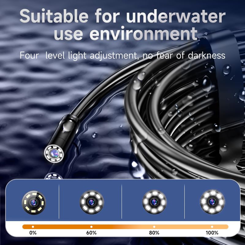 Endoscope Camera with Light, Borescope Inspection Camera 16.5 FT with 4.3 Inch HD Display, 1080P Snake Camera 8 LEDs IP67 Waterproof 1800mAh, for Automotive Pipe Plumbing HVAC Wall Inspection | 1080P snake camera, 8 LED lights, IP67 waterproof probe, 1...