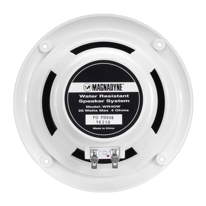 Magnadyne 5-inch Water Resistant Outdoor Speakers, Dual Cone, 25W Peak Power, Marine and RV Compatible (White) White
