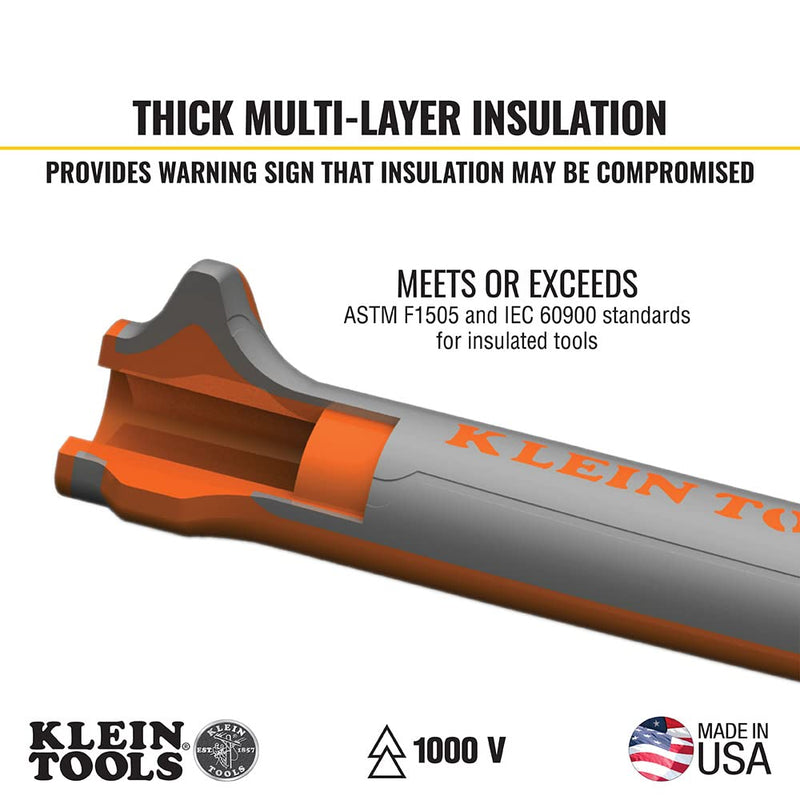 Klein Tools 2288RINS 1000V Insulated Diagonal Cutter Pliers, Made in USA, High Leverage Design, Induction Hardened Knives, 8-Inch 1-Piece 4-Piece Kit