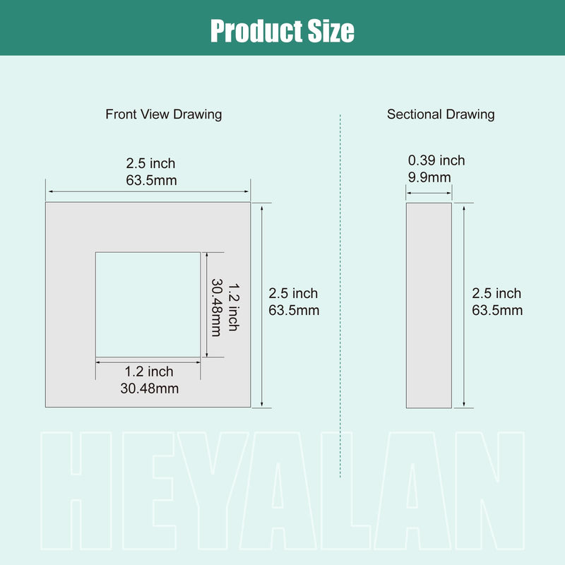 Heyalan Matte Black Shower Flange Cover 2.5 Inch Hand-held Shower Holder Flange Replacement Square Escutcheon Cover Plate 1 pc for Shower Wand Bracket Wall Cover for shower holder