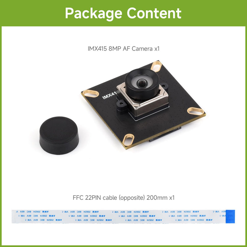 Waveshare IMX415 8MP MIPI Camera Module, Autofocus, 95.5° D-FOV, Distortion-Free, Compatible with Raspberry Pi 5 / 4B / 3 / Zero