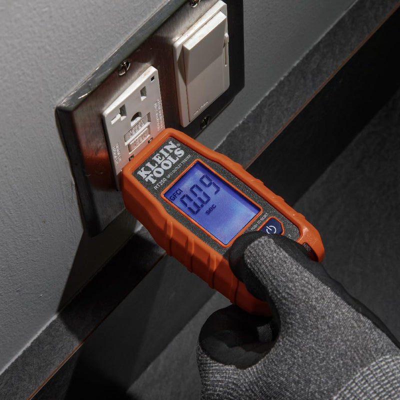 Klein Tools RT250 GFCI Outlet Tester with LCD Display, Electric Voltage Tester for Standard 3-Wire 120V Electrical Receptacles Receptacle Tester