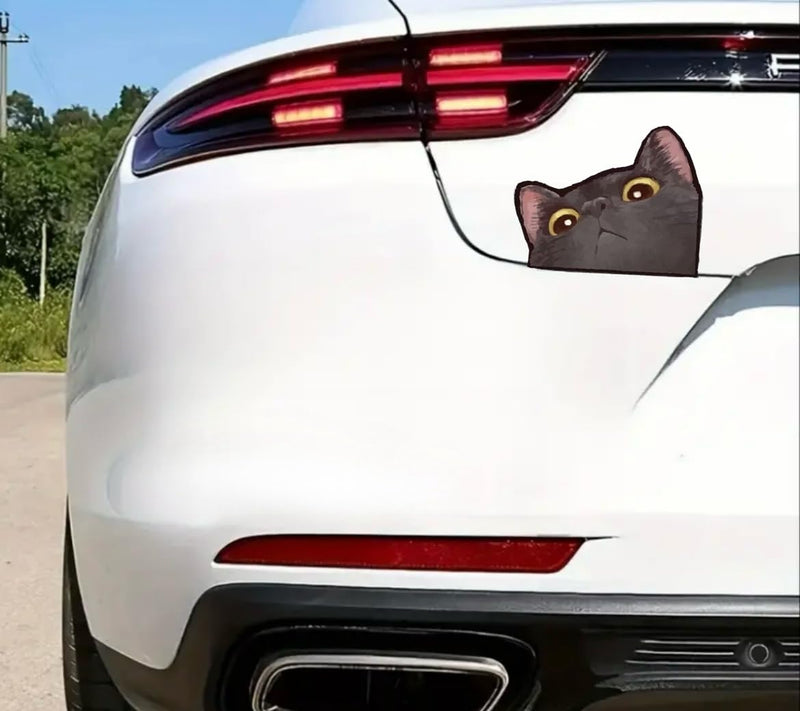 MAKTEM Cute Anime Cat Car Sticker, Peeking Animal Decals for Bumper Rear Window Mirror, Kawaii Cat Vinyl Decal for Vehicle, Vehicle Graphic Automotive Decals Cute Anime (Black Cat) Black Cat
