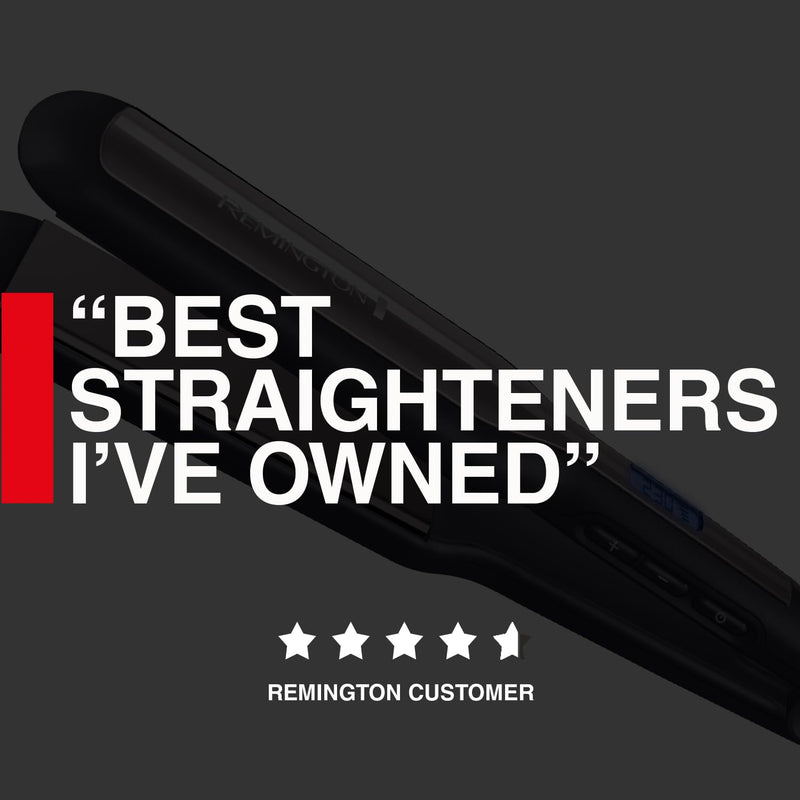 Remington Hair Straightener Advanced Ceramic coating for Sleek & smooth glide, Wide longer length 110mm floating plates, Digital display, Heat proof pouch, Up to 230°C, S5525 Black Grey | Digital Display, Heat Proof Pouch, Up to 230°C Max Temp, S5525 M...