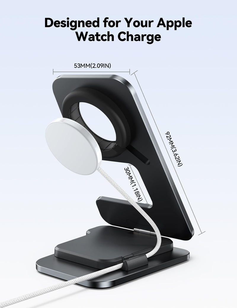 JOYROOM Watch Stand for Apple Watch Magnetic Fast Charging- Desk Charger Stand Holder Dock for Apple iWatch Ultra3/2/1, Series 11/10/9/8/7/6/5/4/3/2/1, SE3/2/1 (49/46/45/44/42/41/40/38mm)(Black) Black