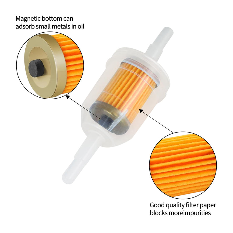 5/16 & 1/4 Inline Magnetic Fuel Filter for Lawn Mower, Small Engine, Kohler, John Deere, Kawasaki - High Flow Gas Filter with Magnet Replacement (12-Pack) Magnetism