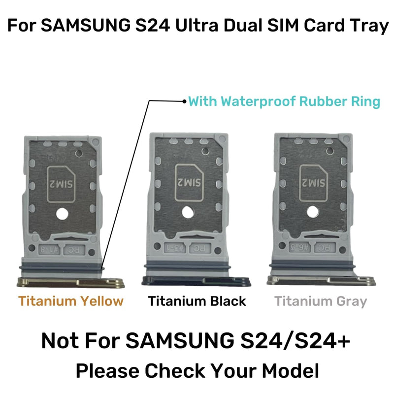 Galaxy S24 Ultra Dual SIM Card Tray Slot Holder Replacement for Samsung Galaxy S24 Ultra 5G SM-S928U S928B/DS 6.8 inch with Sim Card Tray Open Eject Pin (Titanium Black) Titanium Black