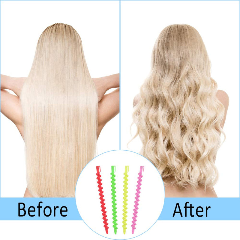 60Pcs Plastic Spiral Rollers Spiral Curlers Spiral Hair Rods Multicolored for Women Girls