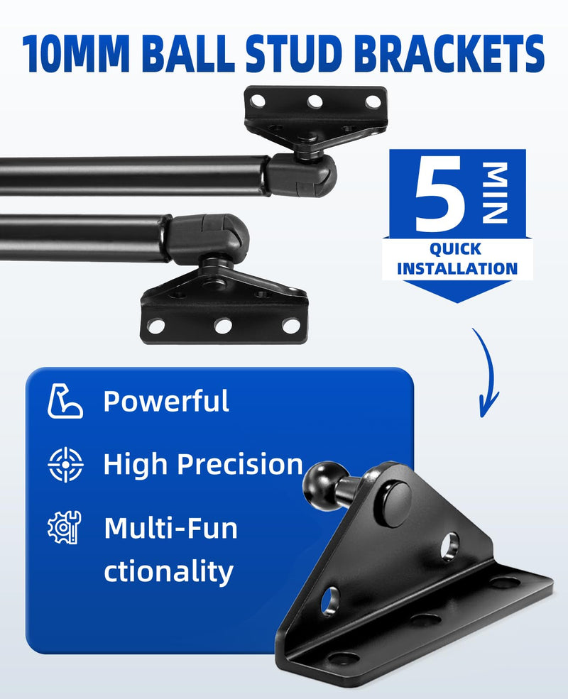 ARANA 10MM Ball Stud Mounting Bracket, 4PCS Universal Gas Strut Mounts for RV Door Lift Supports Shocks Spring with 20 Screws, Black (Only Fits 10mm Ball Head) 10MM-BN009