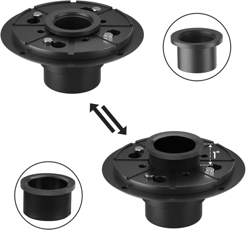 EXF 6-Inch Square Shower Drain with ABS Flange Base, Matte Black 304 Stainless Steel Floor Drain, Removable Grate and Hair Strainer for Modern Bathroom Remodels and Curbless Showers 6IN