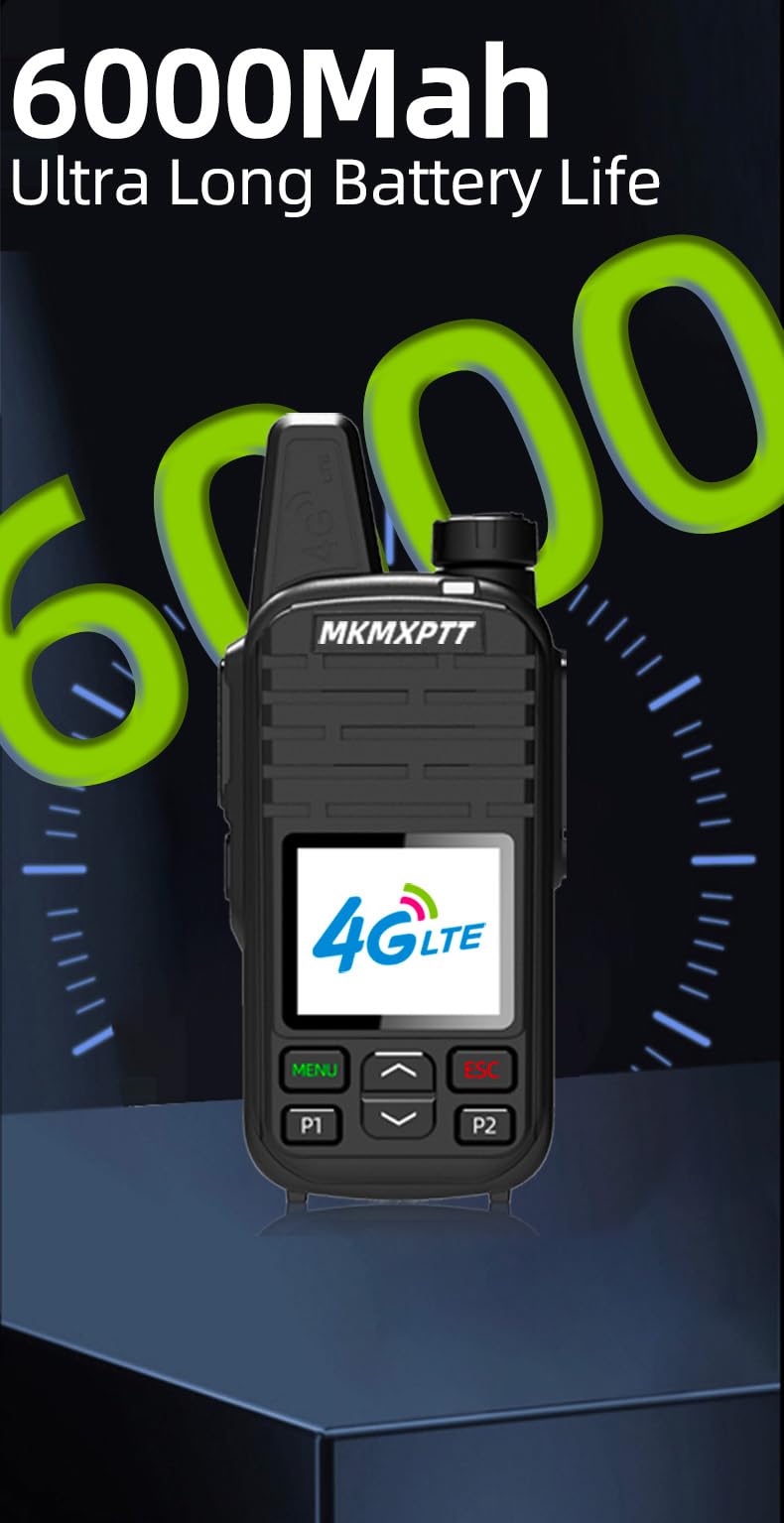 2G/4G LTE PoC Walkie Talkie Android Smart Two-Way Radio with WiFi Bluetooth Mobile Call Function 6000mAh Long Range Portable Radio【SIM Card Lifetime Free】
