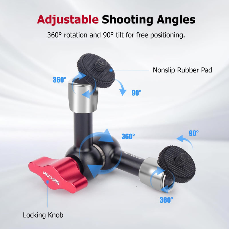 7" Cold Shoe Magic Arm with 360° Ball Joint & 1/4" Screw, Adjustable Stainless Steel Friction Arm for Camera Cage LED Light Microphone Monitor – DSLR Vlog Photography-87001 7" Magic Arm