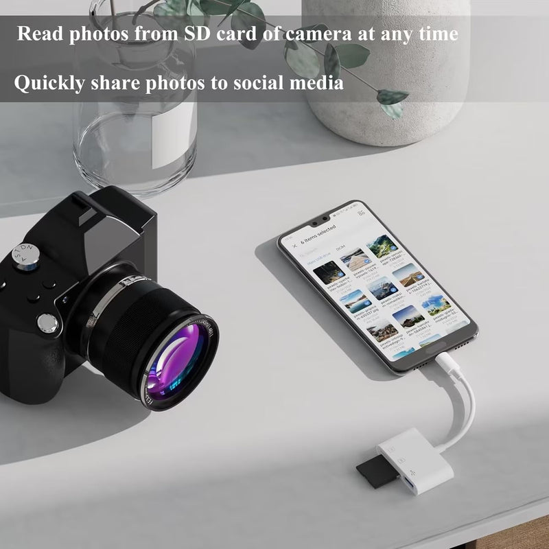 1pc 3-in-1 USB-C & Micro USB SD Card Reader - Plug & Play Memory Card Adapter for Android Phones, Tablets, Laptops | Supports SD, MicroSD, TF Cards | Instant Photo/Video Viewing, No App Required