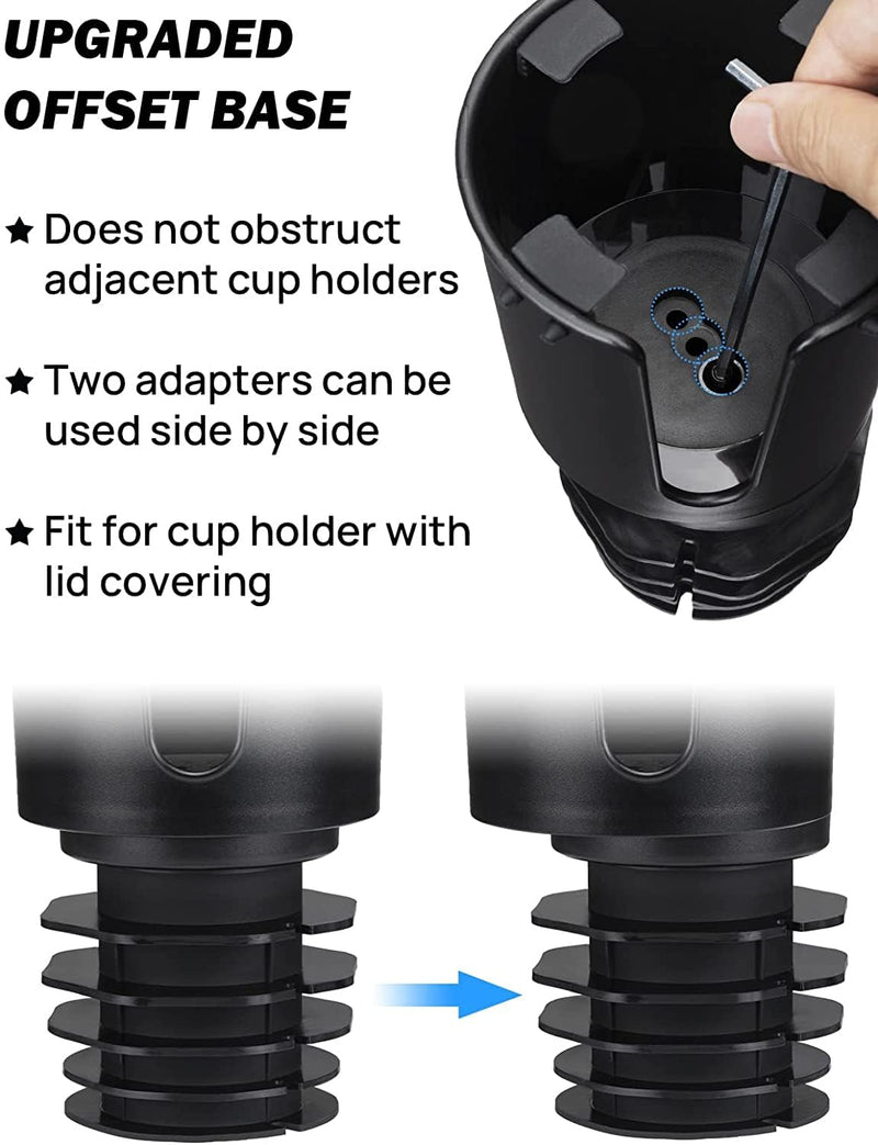 JOYTUTUS Upgraded Car Cup Holder Expander with Offset Base, Compatible YETI Ramblers, Hydro Flask, Large for Hold 18-40 oz Bottles and Mugs, Other in 3.4-3.8 inch 1pcs Black