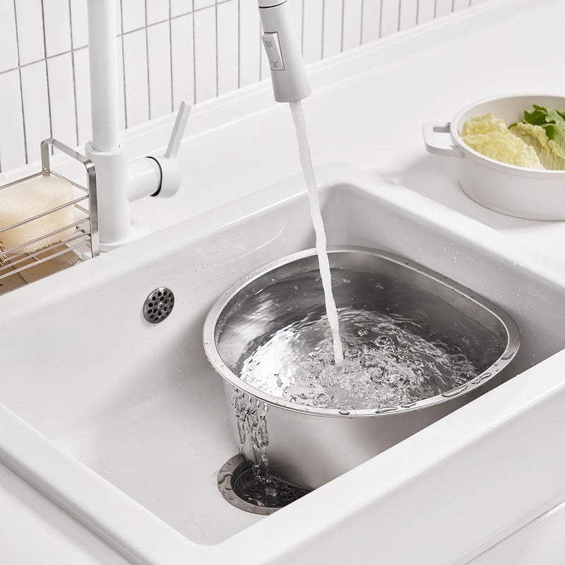 WAGENSTEIGER D-Shaped Stainless Steel Dishpan, Kitchen Sink Wash Basin Tub for Dishes, Vegetables & Fruit, Heavy Duty Metal Dish Tub (8.45 Qt)