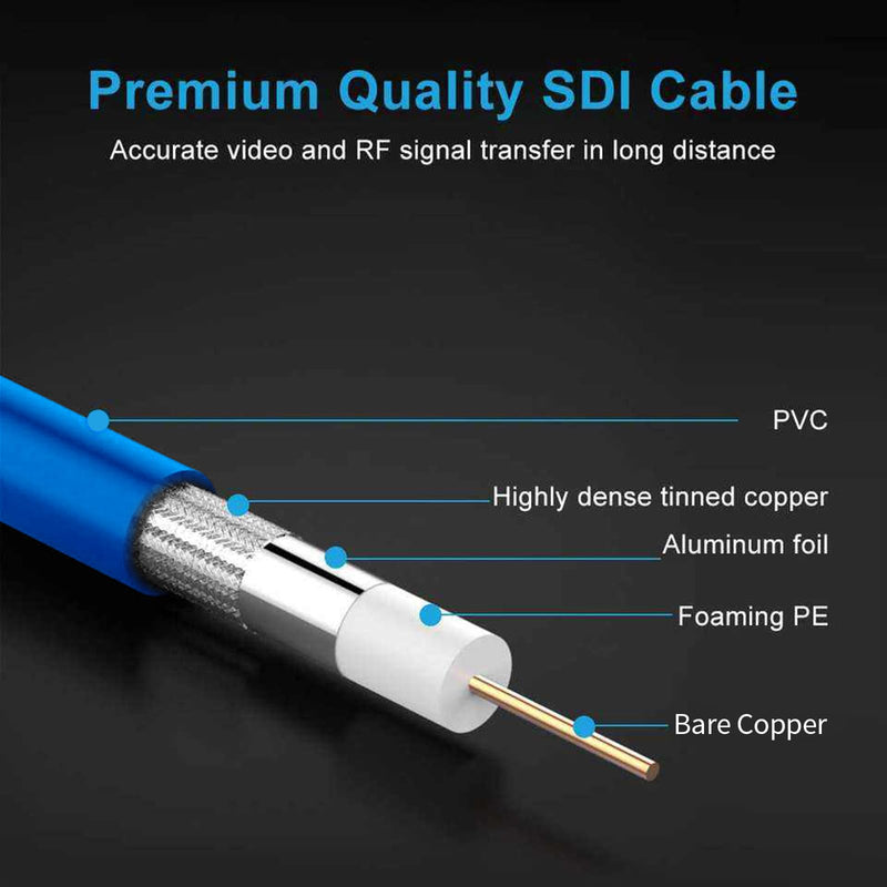 Yuslao 12G SDI Cable 3FT BNC Male to Male Video Coaxial Cable RG6 Coaxial Cable 75 Ohm Ultra Low Loss for 8K 4K 6G-SDI 3G Video Security Camera SDI Converter(Straight,2 Pcs).