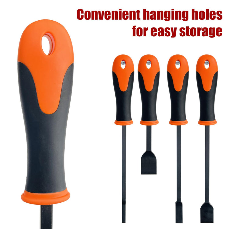 Gasket Scraper Set, 4-Piece, 1/4",1/2", 31/32", Rust, Residue and Buildup Cleaning Blade Scraper Tool, 11 13/16" Extended Reach Handle