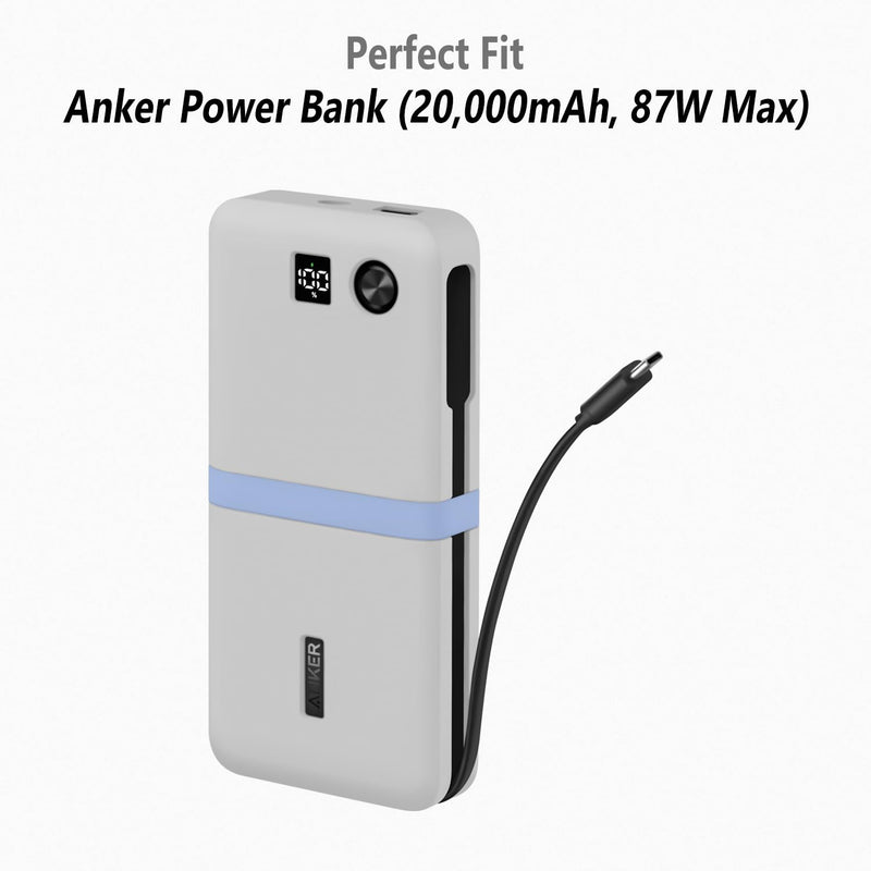 Geiomoo Silicone Cover for Anker Power Bank 20,000mAh Case 3-Port 87W, Soft Protective Scratch Flexible Resistant (Gray) Gray