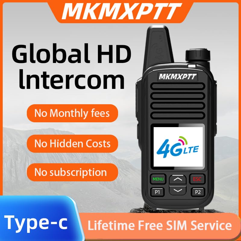 2G/4G LTE PoC Walkie Talkie Android Smart Two-Way Radio with WiFi Bluetooth Mobile Call Function 6000mAh Long Range Portable Radio【SIM Card Lifetime Free】