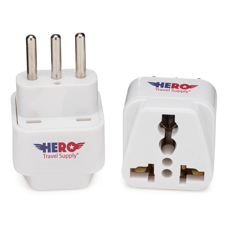 Hero Premium US to Italy Power Adapter Plug (Type L, Pack of 3, Grounded) Italy (3 Pack)