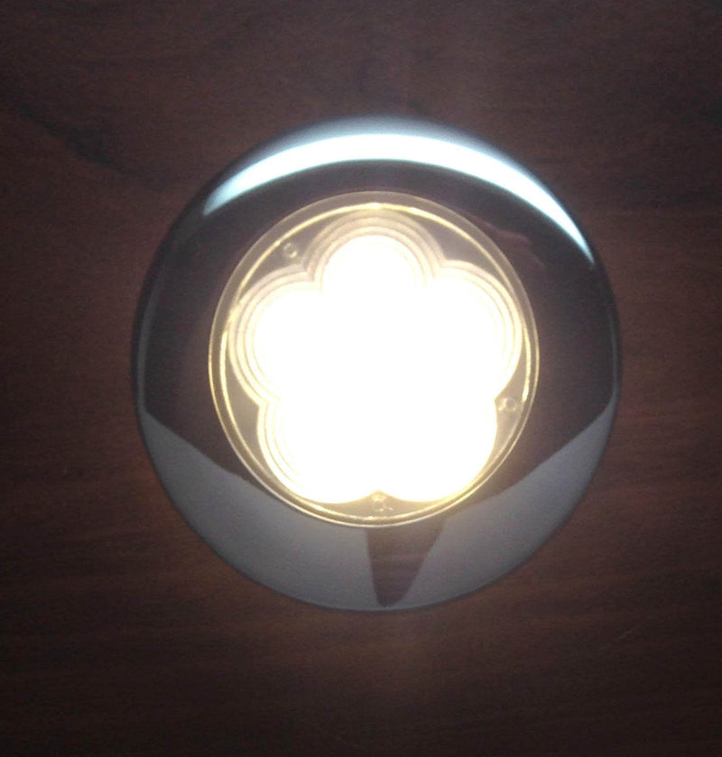 MARINE BOAT 6 LED WARM WHITE CEILING COURTESY LIGHT STAINLESS STEEL RIM FLUSH