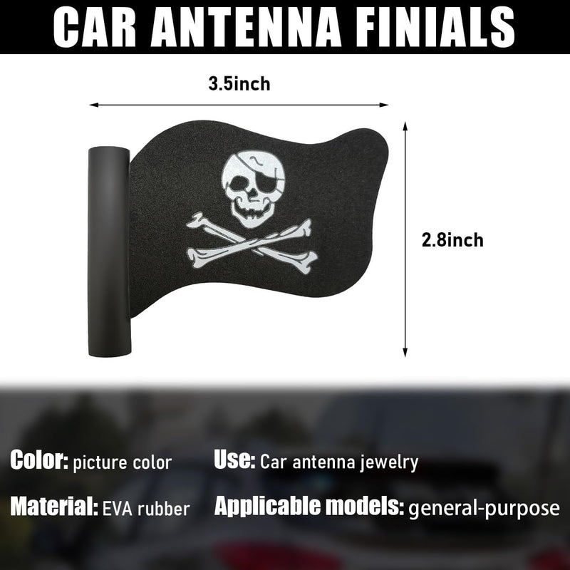 Pirate Flag Car Antenna Topper, Skull Crossbones Partern Automotive Antenna Topper, Cool Pirate Flag Shaped Auto Antenna Ball for Most Vehicles, Universal Car Accessories (1 PCS) 1 PCS