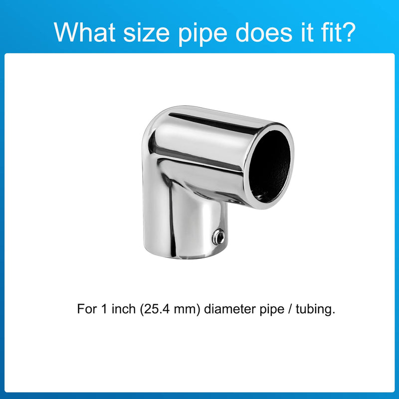 Heavy Duty Boat Handrail Fitting, 2-Way 90 Degree Elbow Hardware, 316 Stainless Steel, Pipe Connector for 1 inch (25.4mm) Pipe Tubing (2 PCS)