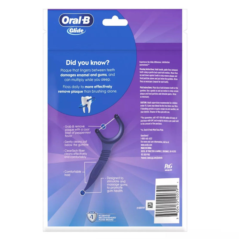 Oral-B Glide 3D White Floss Picks Radiant Mint, 75CT (Pack of 6) 75 Count (Pack of 6)