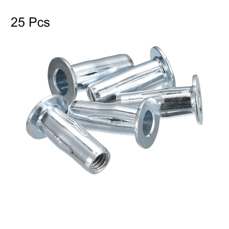 uxcell 5/16-18 Multi-Grip Rivet Nuts, 25pcs Pre-Bulbed Shank Flat Head Threaded Insert Nut Carbon Steel Plus Nuts for Construction Industrial 25