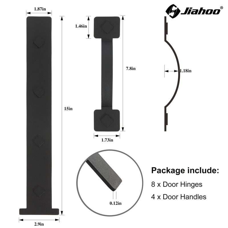 JIAHOO Magnetic Garage Door Decorative Hardware, Garage Door Hardware Kit Decorative 8 Hinges & 4 Handles, Curb Appeal Garage Door Accents, Black Magnetic Garage Door Hardware, 2 Sets
