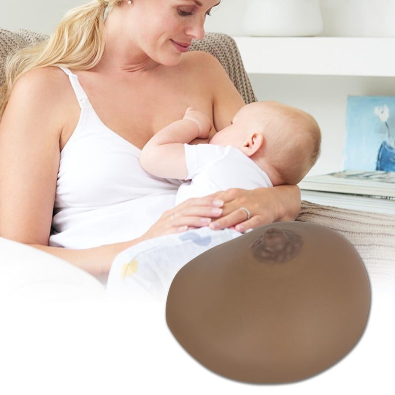 SimCoach Lactation Breast Model, Artificial Breast for Breastfeeding, Silicone Breast Model for Education, Lactating Teaching Tool, Nursing Training, Black